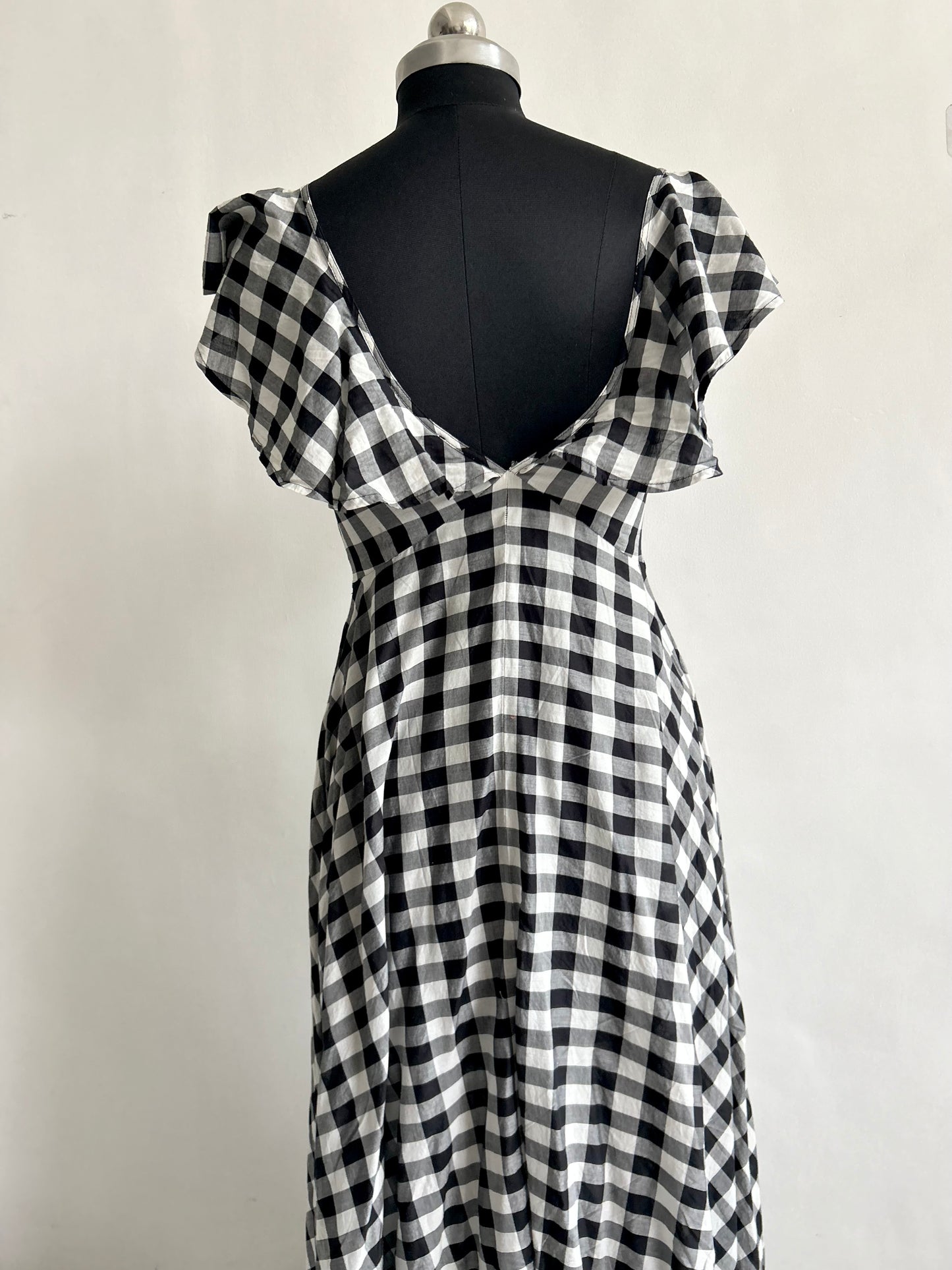 B&W Checkered Ruffle Dress