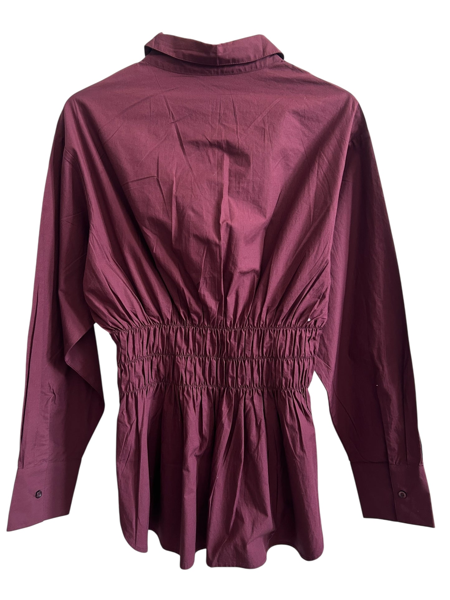 Solid Shirred Waist Shirt