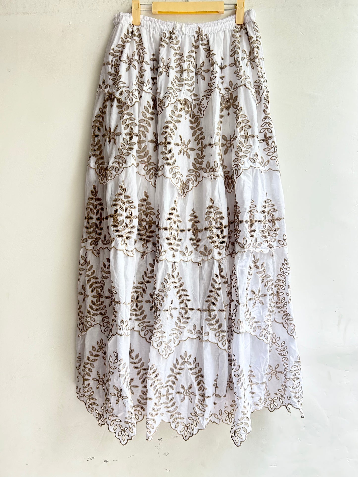 Cotton Beige Embroidered Skirt