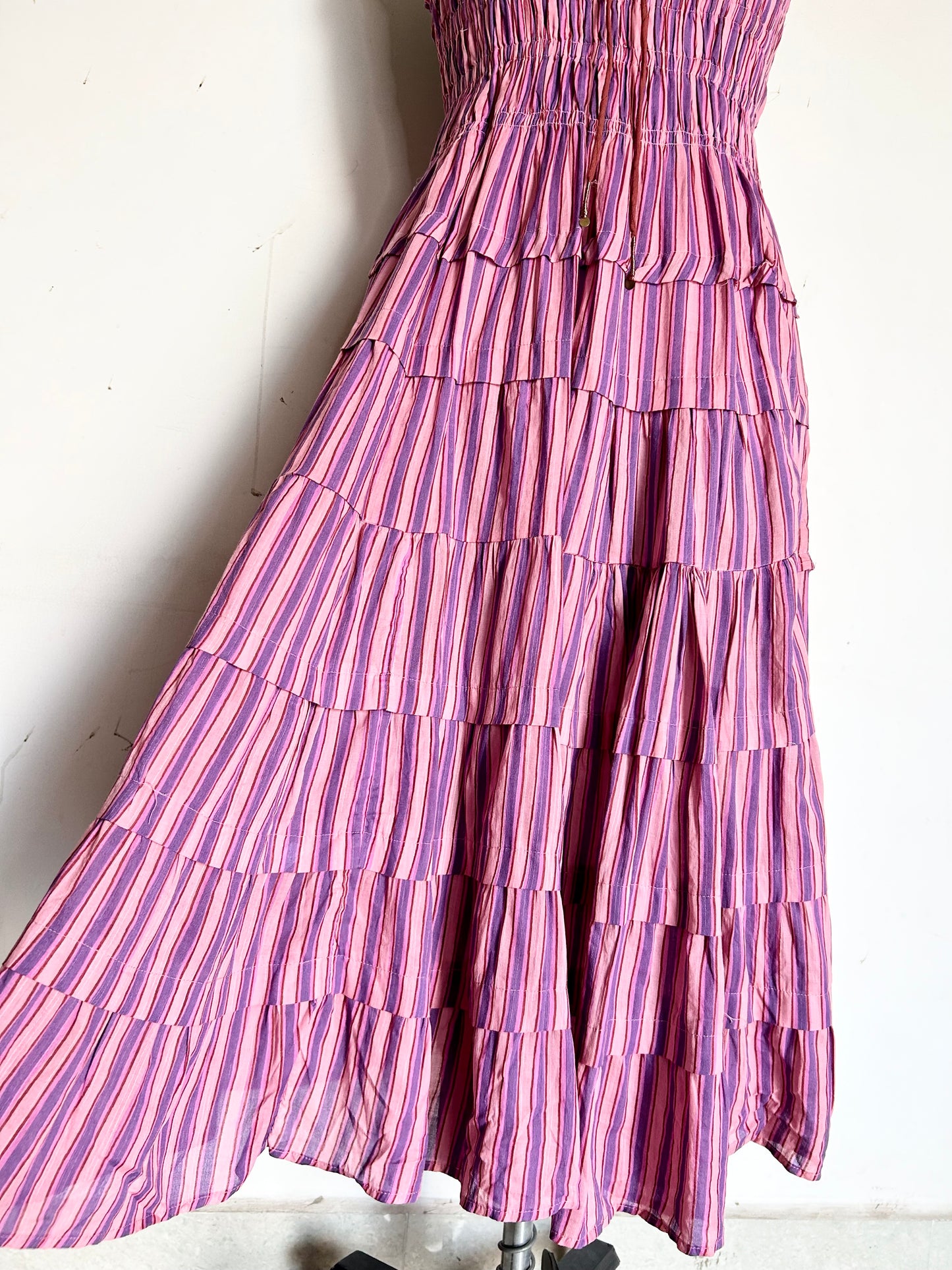 Striped Cotton Ruffle Dress
