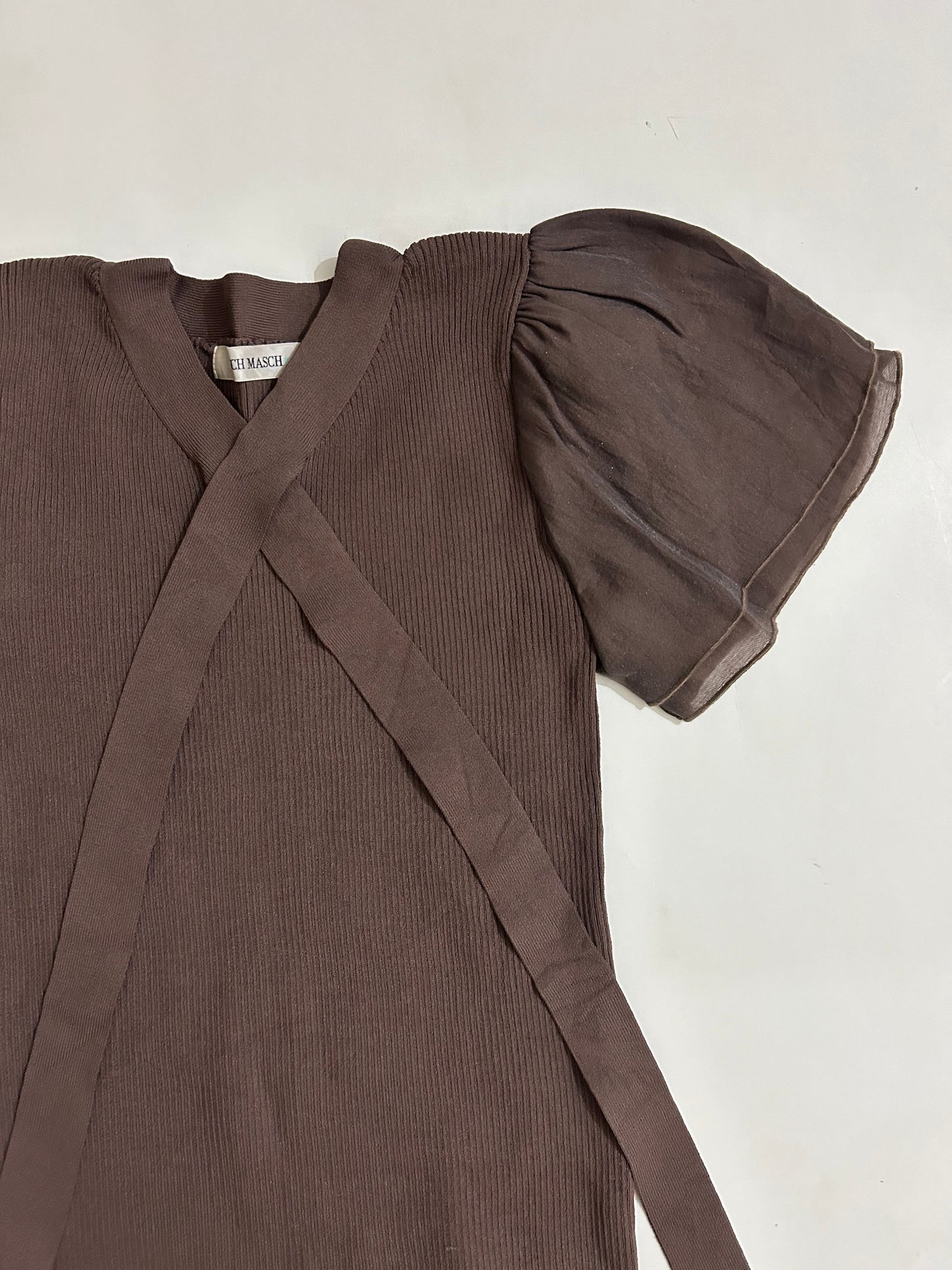 Brown Collar Strap Top