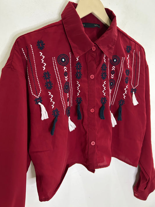 Embroidered Tassel Shirt