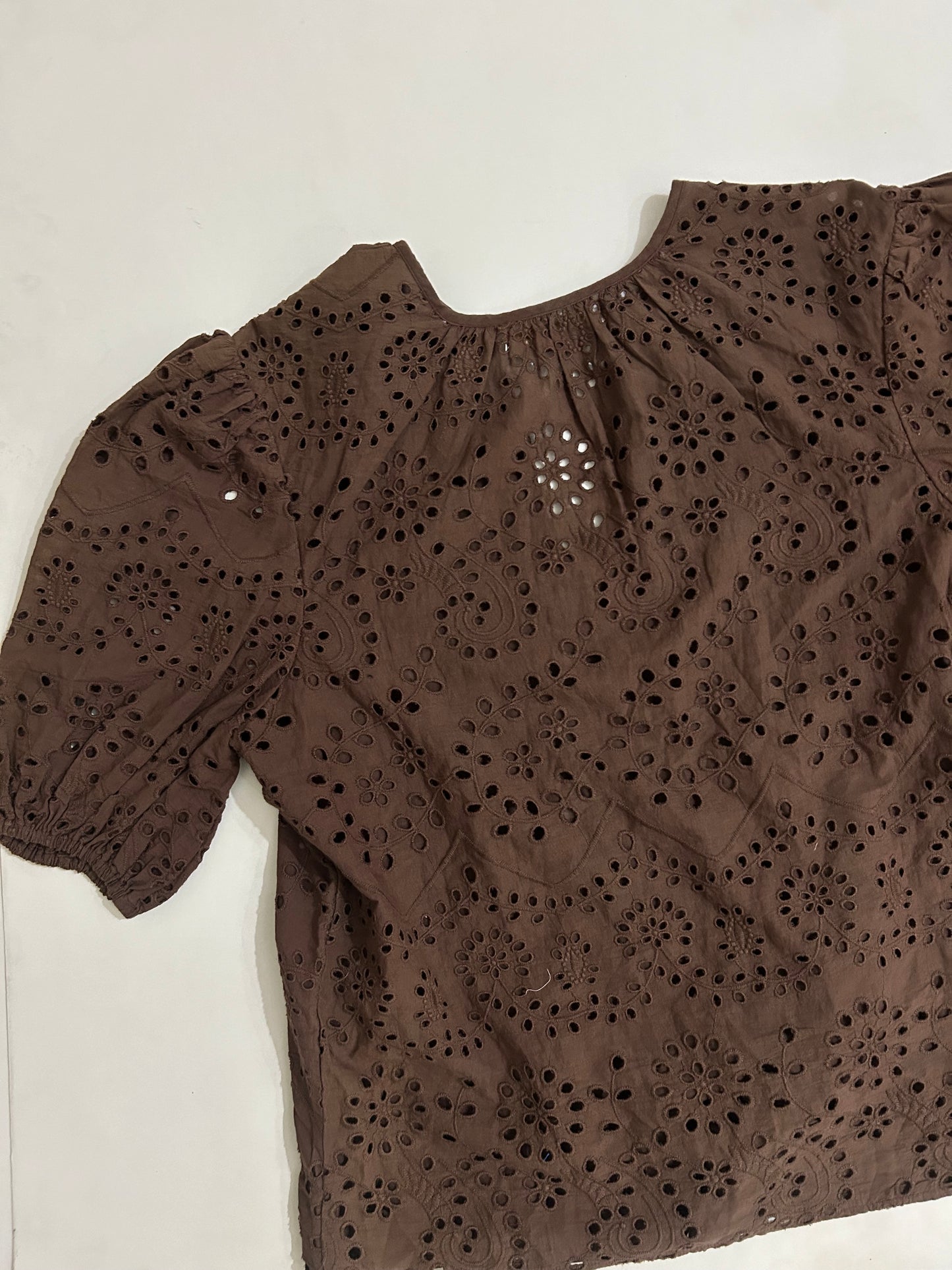 Schiffli Brown Cotton Top