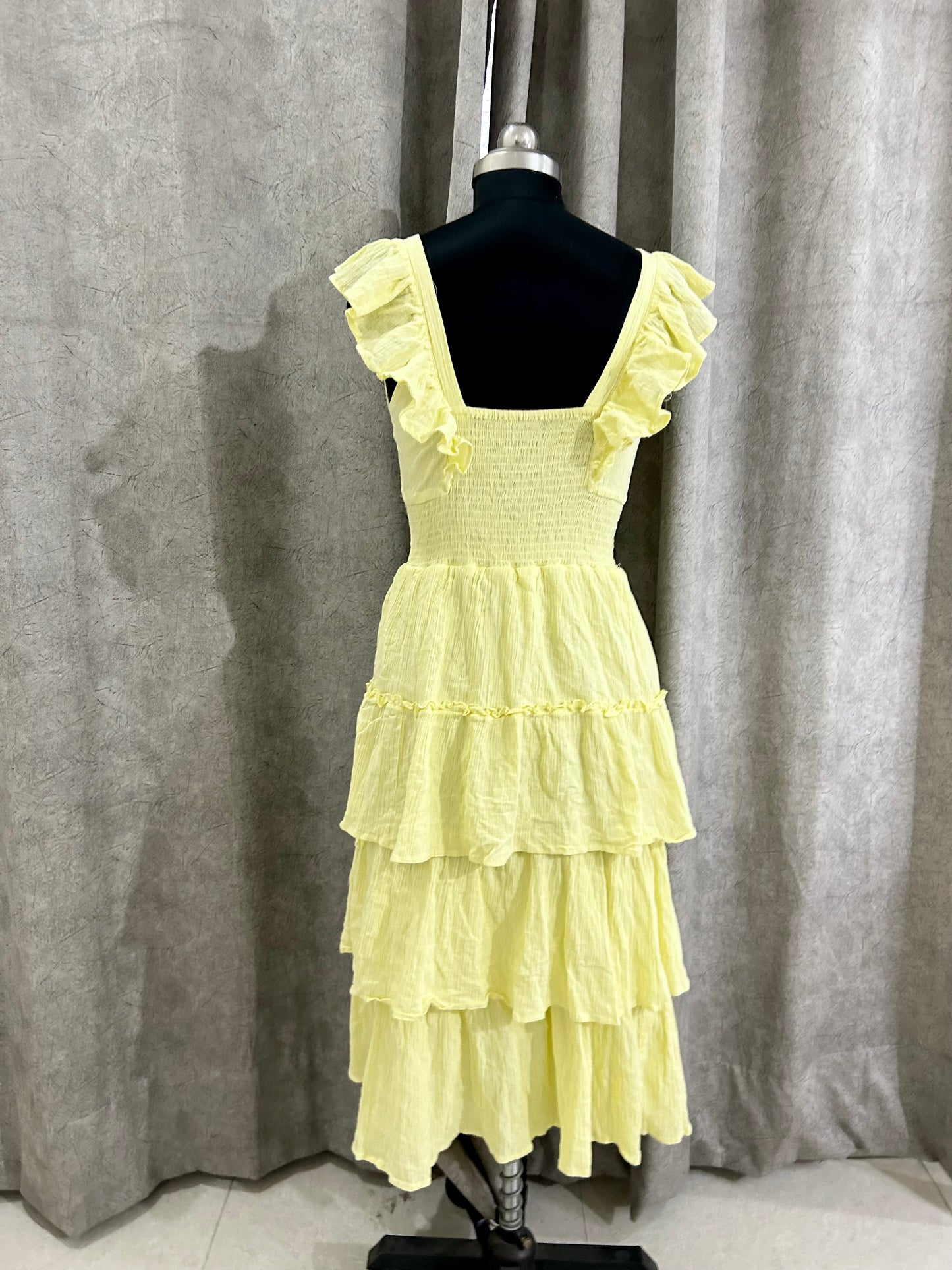 Shirred Ruffle Maxi Dress