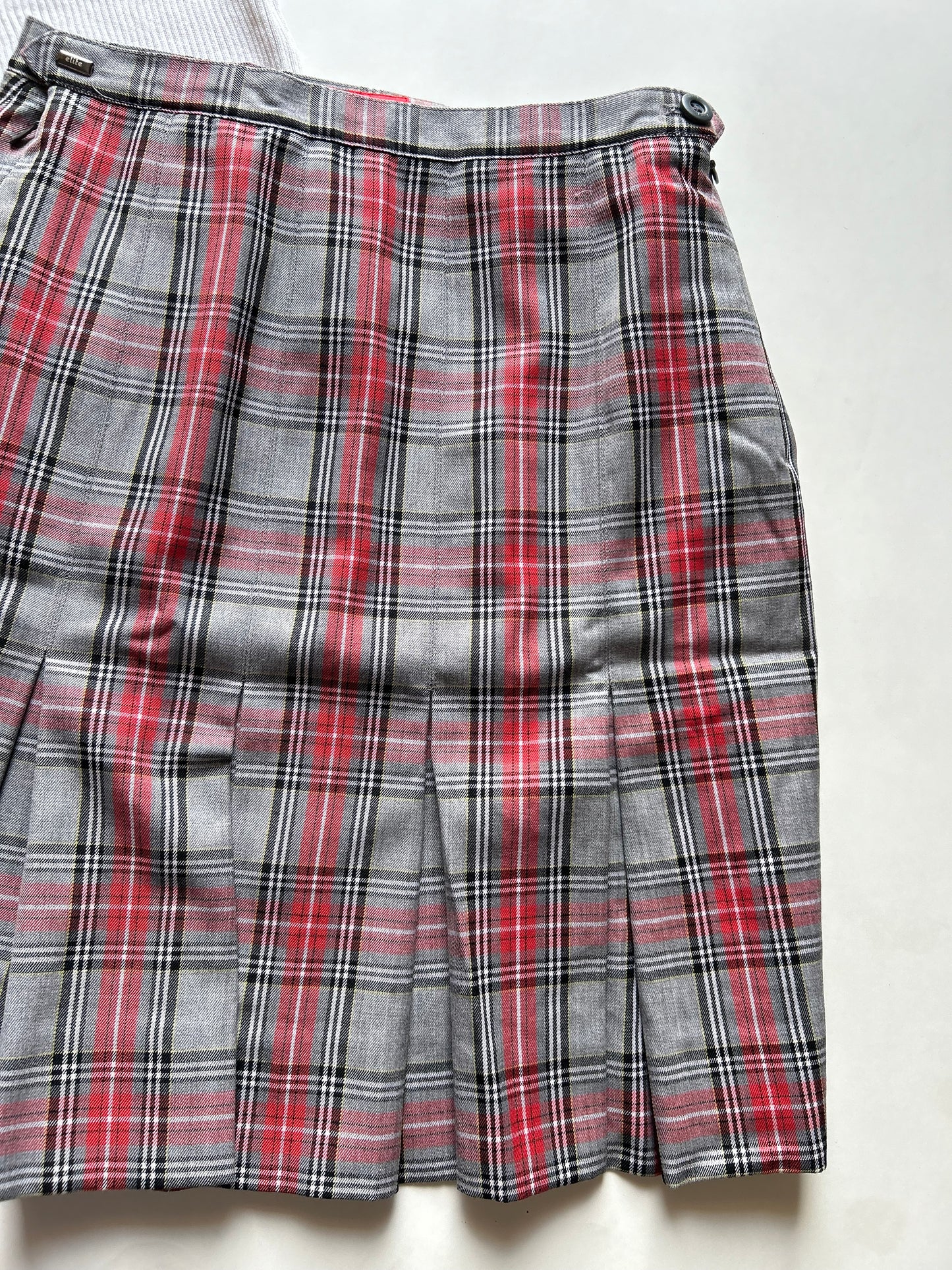 Red-Grey Checkered Skirt Waist 26