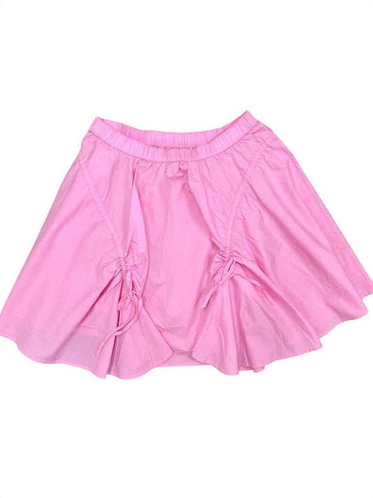 Poplin mini skirt with drawstring and gathered detail