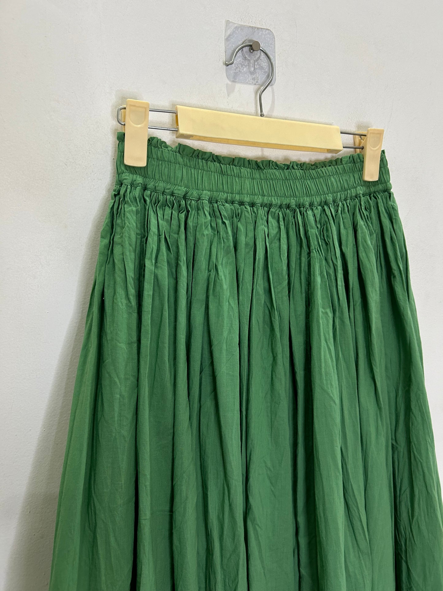 Green Solid Cotton Skirt