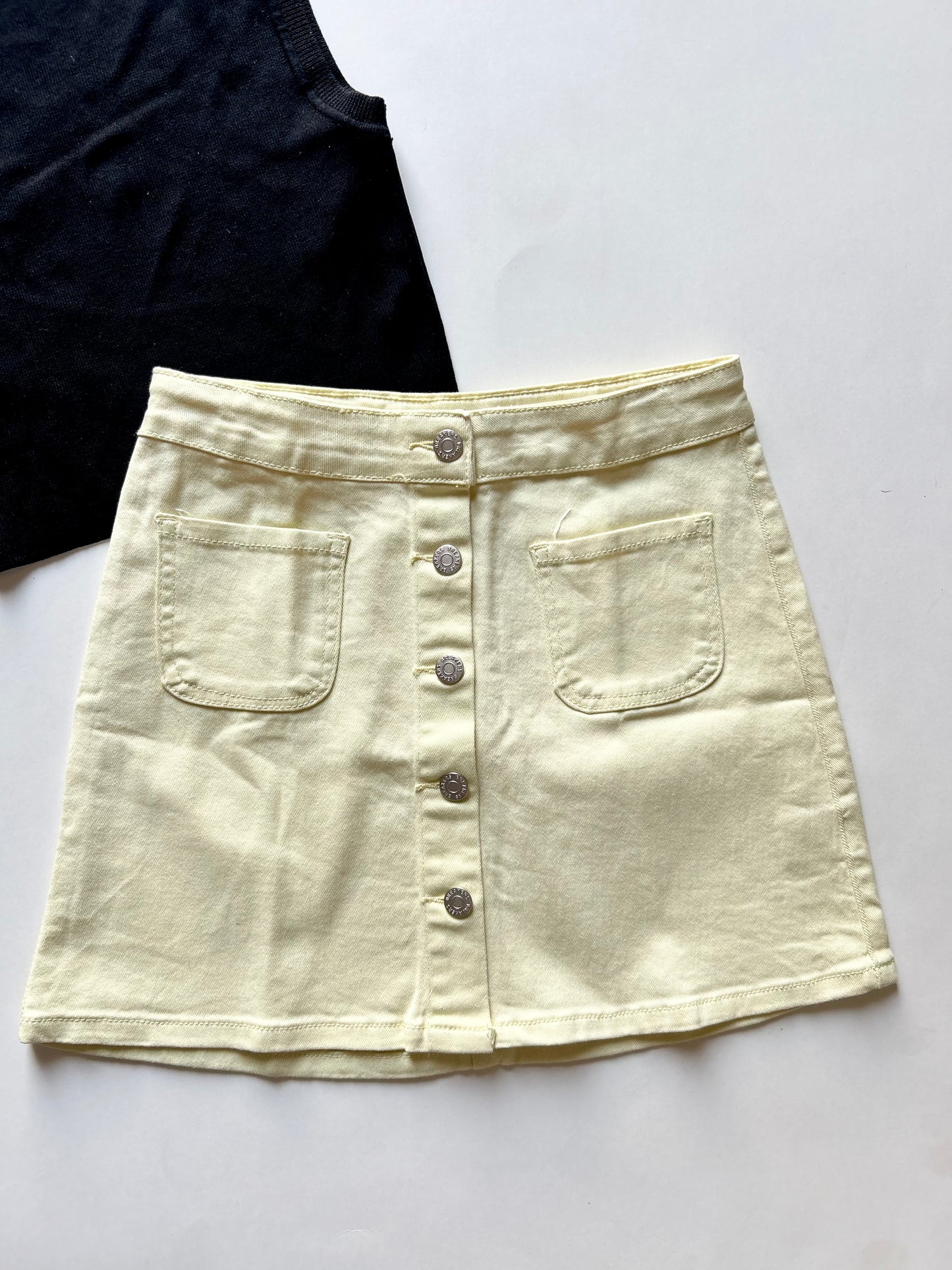 Pastel Yellow Denim Skirt Waist 26”