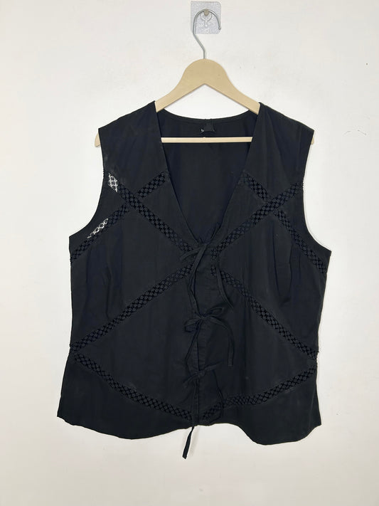 Lace Insert Tie Front Waistcoat