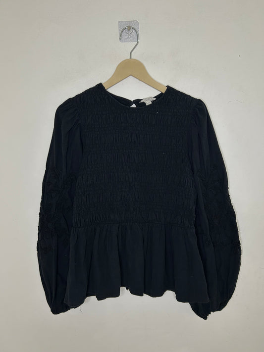 Embroidered Smoked Top: Bust-34” TO 46”