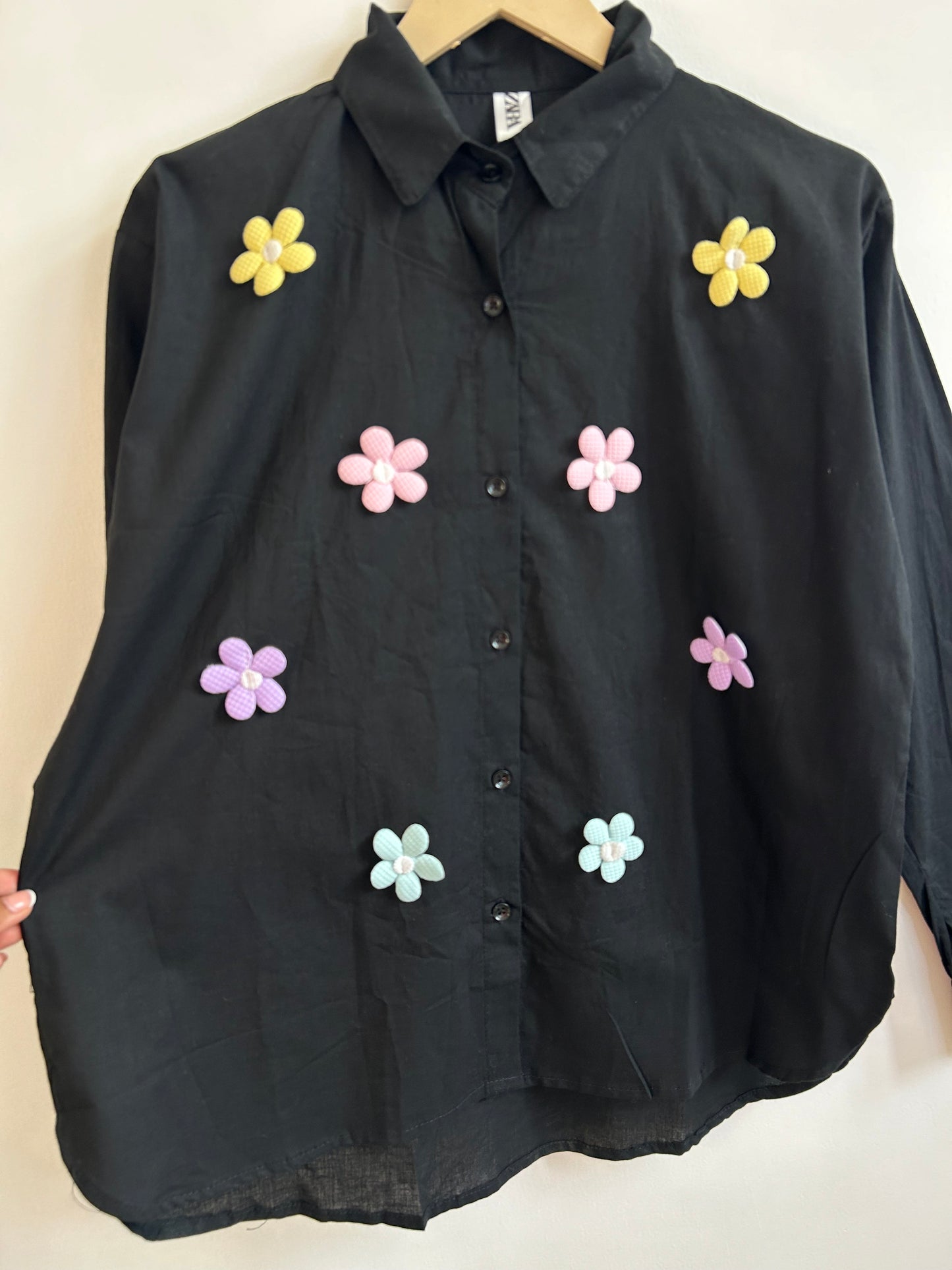 3-D Floral Cotton Shirt