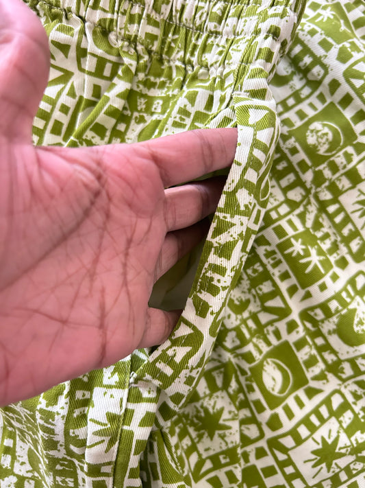 LUCY & YAK Green Celestial Checkerboard Shorts