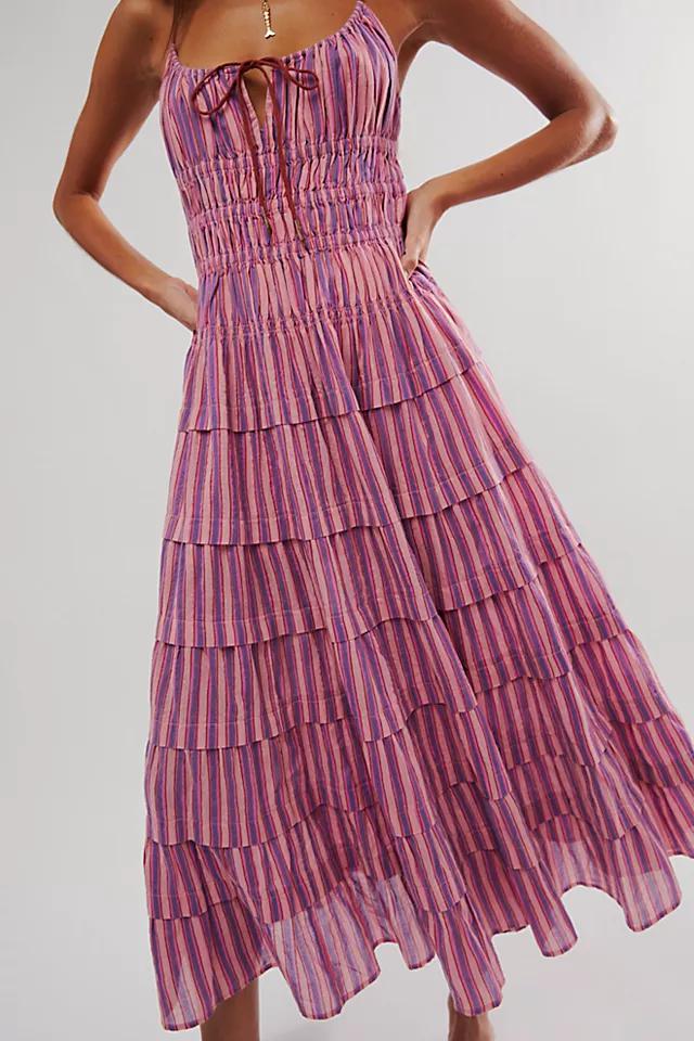 Striped Cotton Ruffle Dress