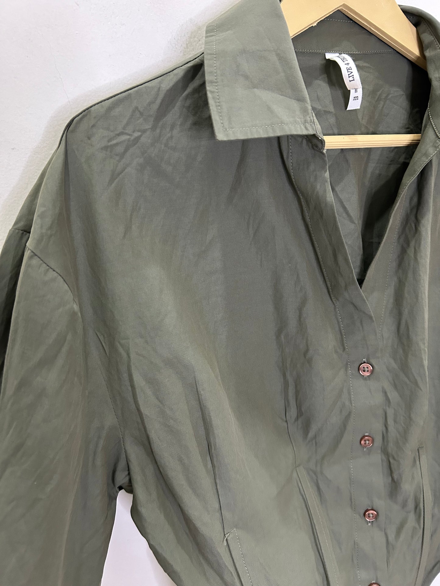 Crop Structured Shirt: Chest-38”