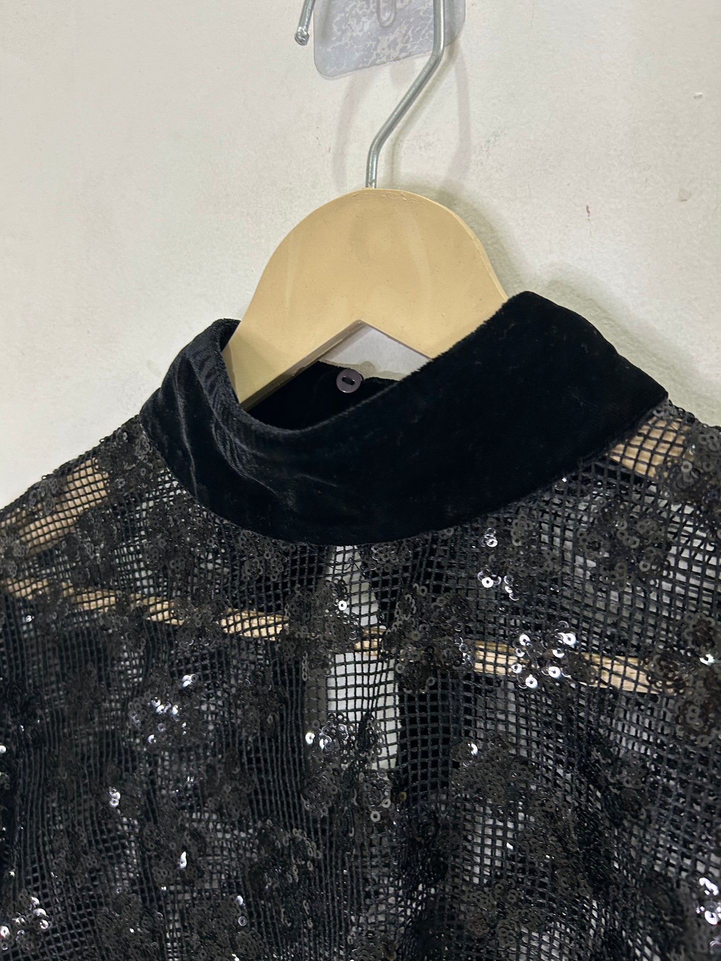 Black Sequin Sheer Blouse