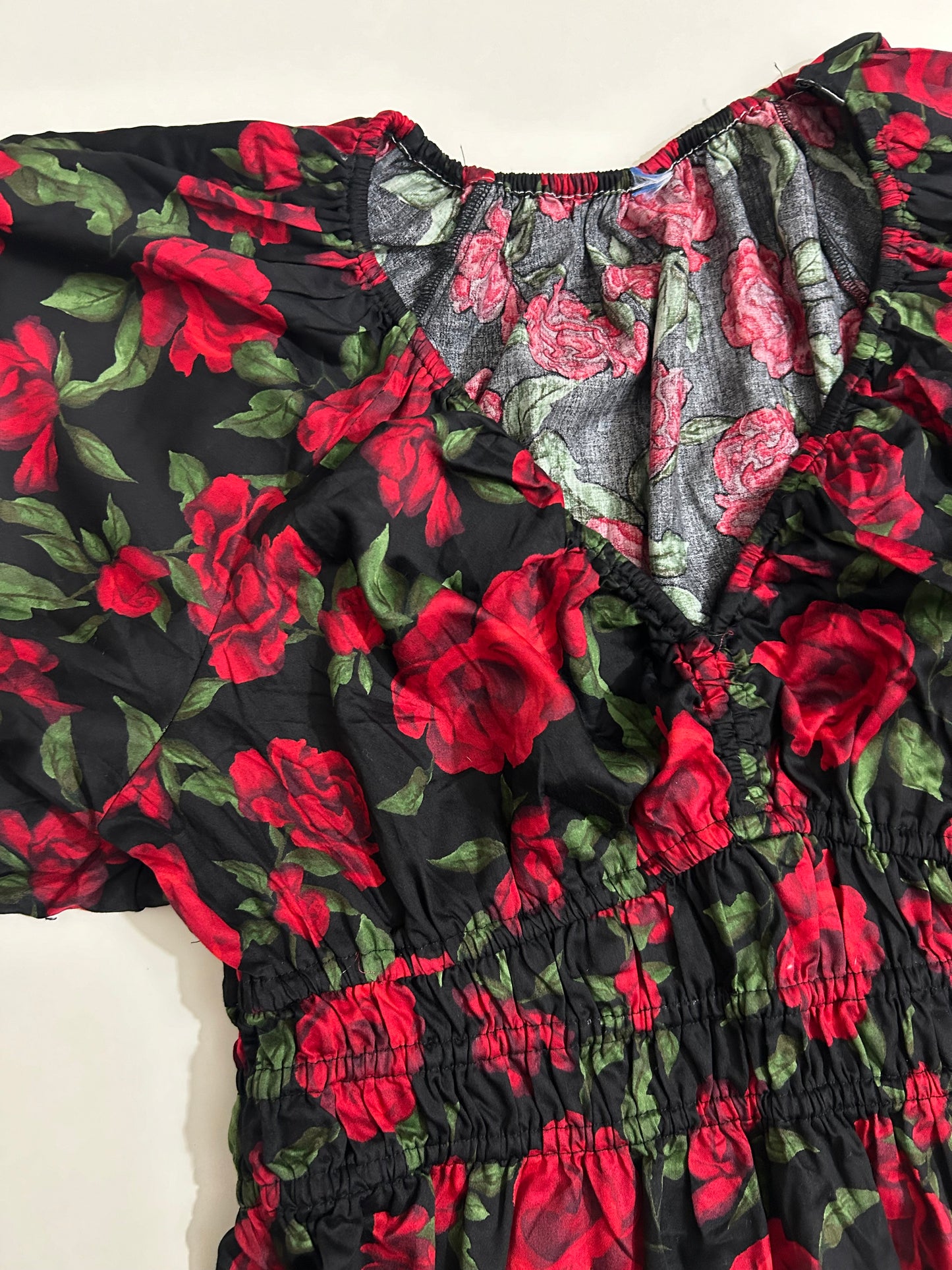 Puff Sleeves Rose Top