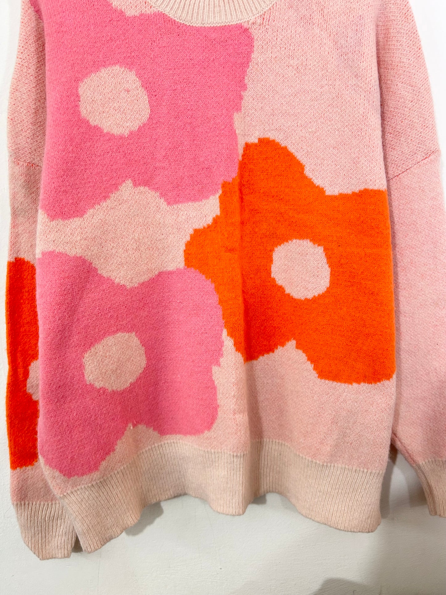 Orange Pink Floral Sweater
