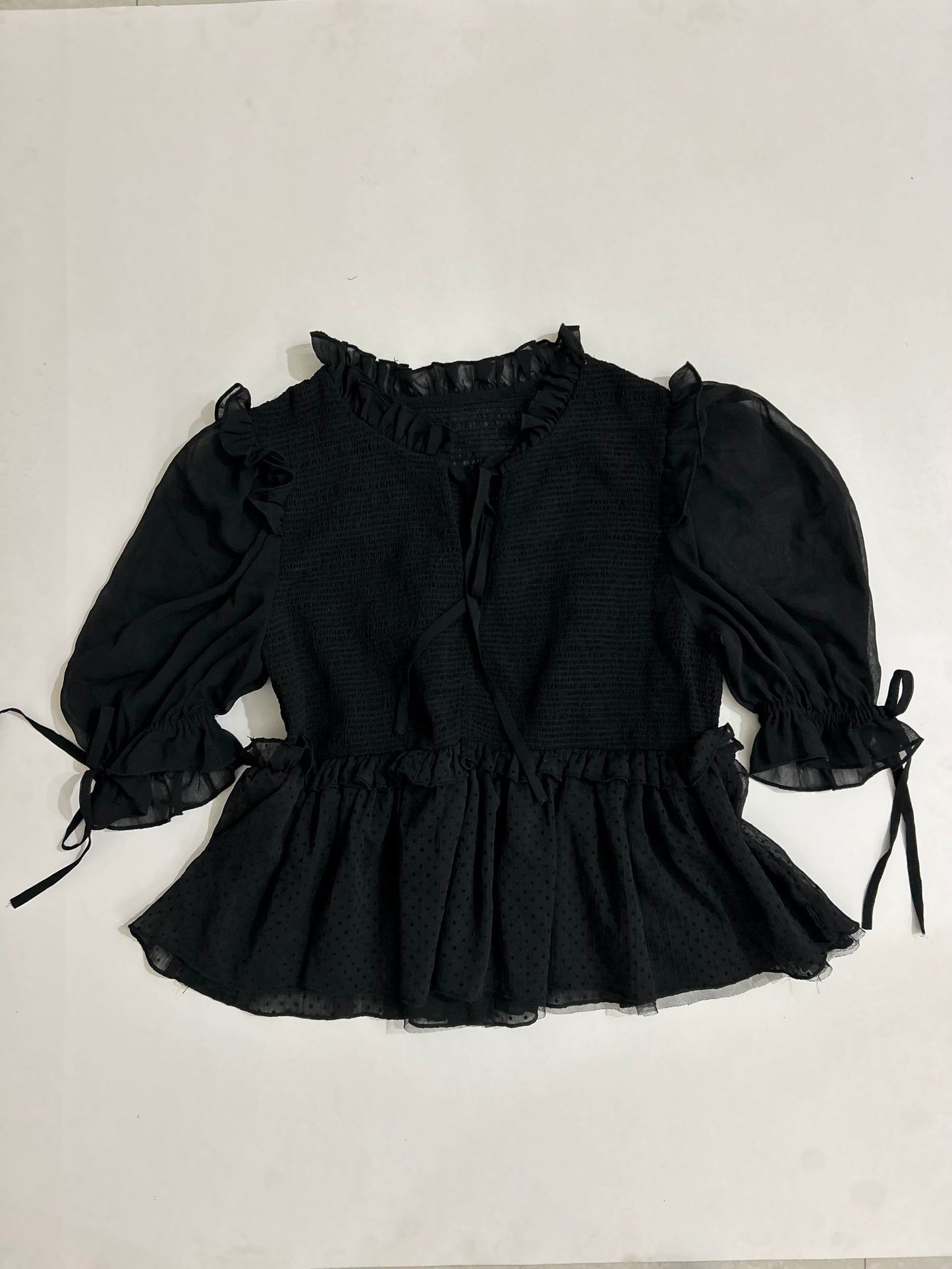 Black Puff Sleeves Top