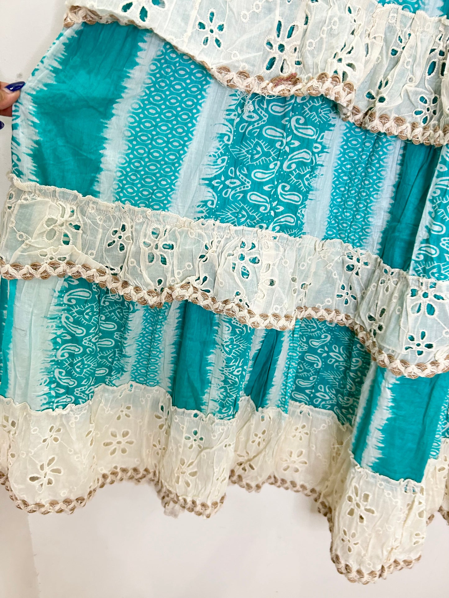Bandhani Skirt: Waist- 26” TO 34”