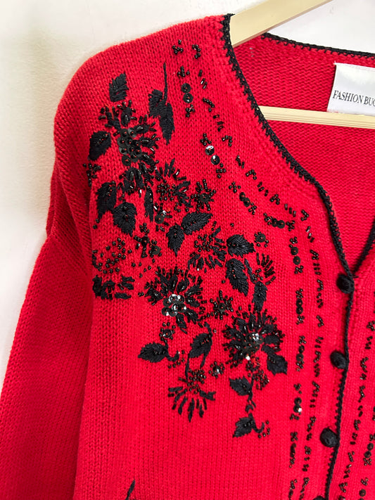 Red Embellished Sweater