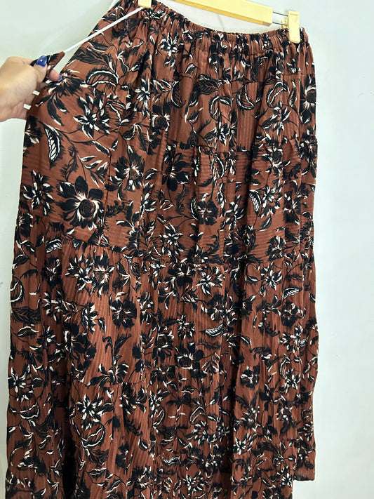 Brown Floral Skirt