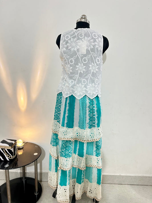 Bandhani Skirt: Waist- 26” TO 34”