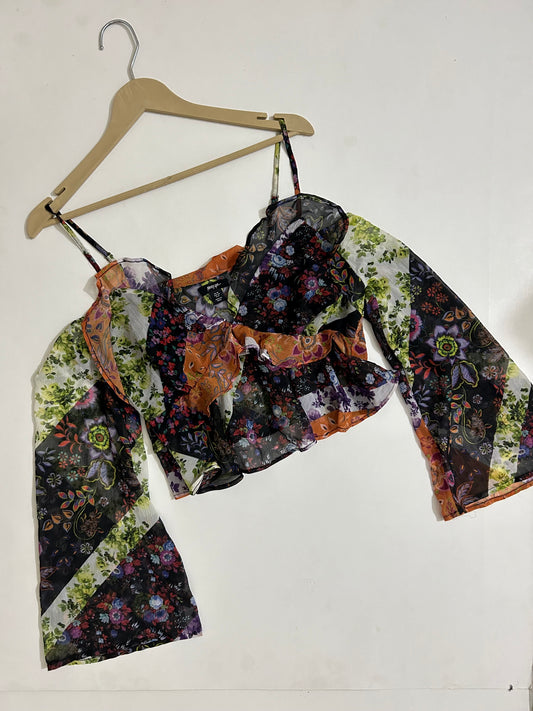 Scarf Print Ruffle Top