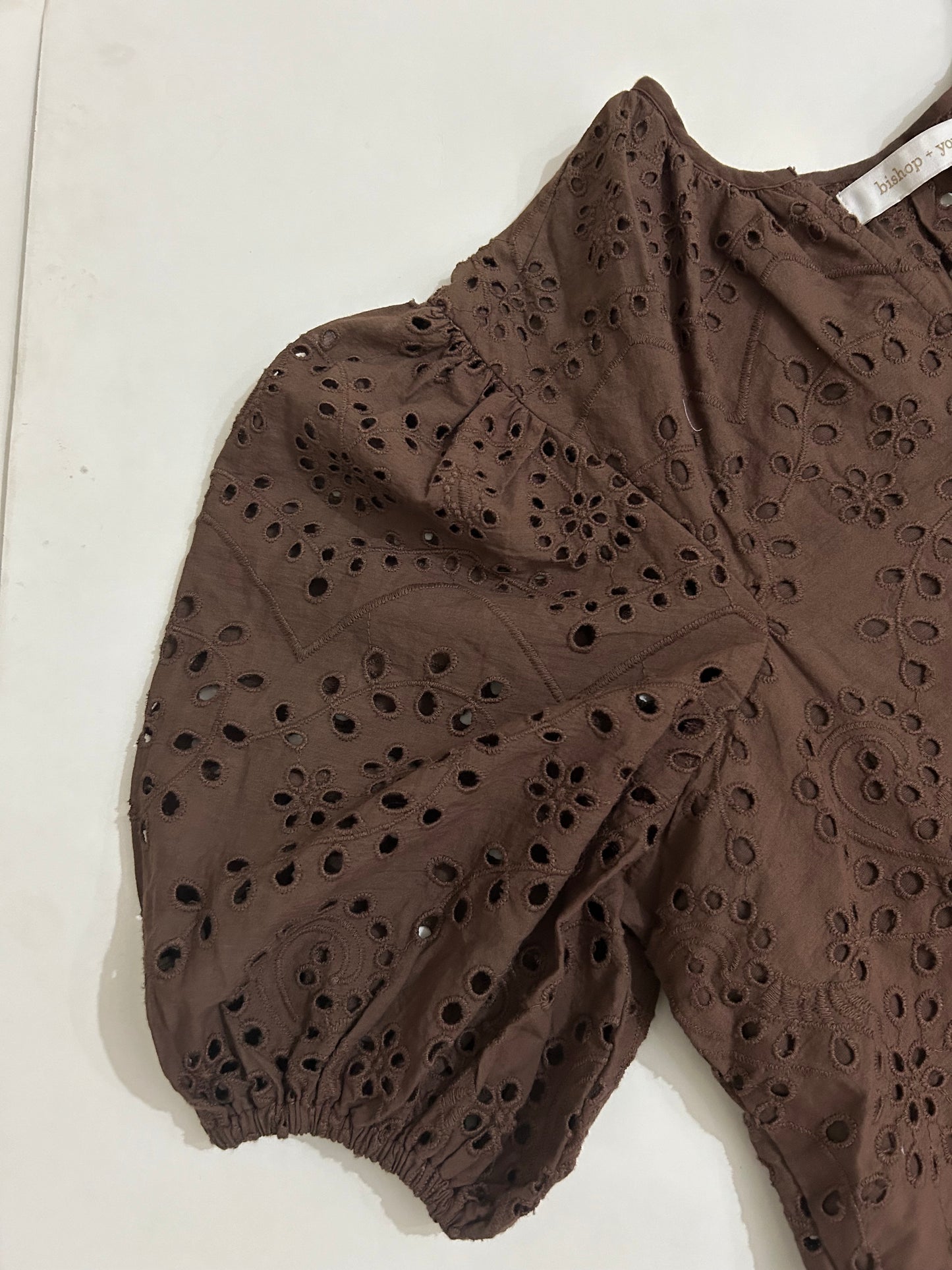 Schiffli Brown Cotton Top
