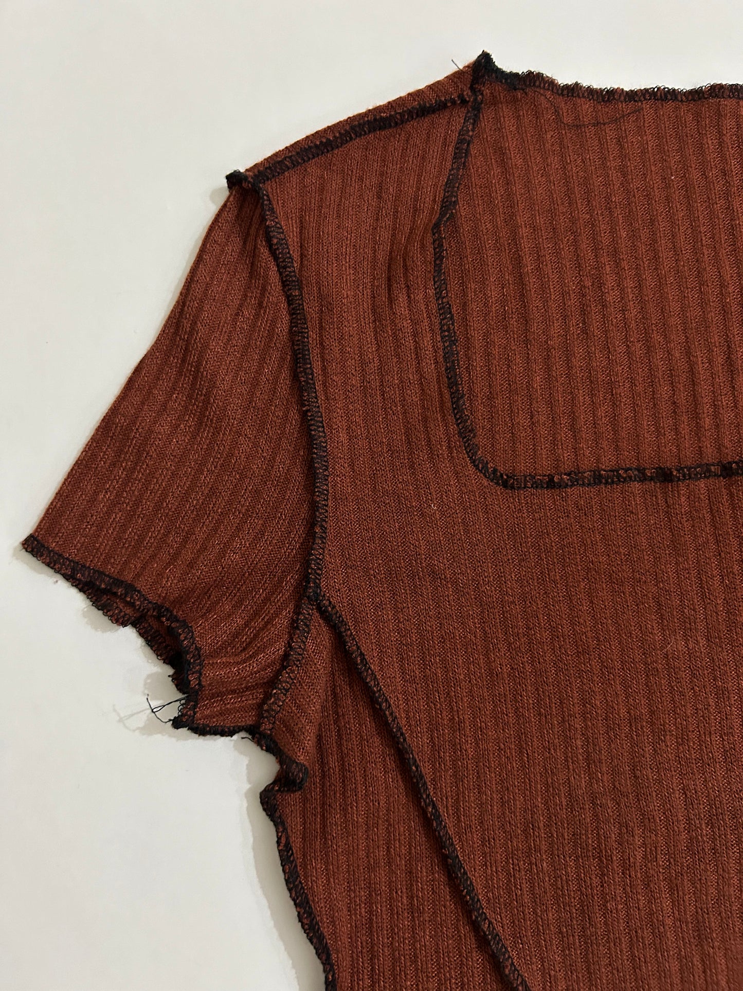 Ribbed Brown Top