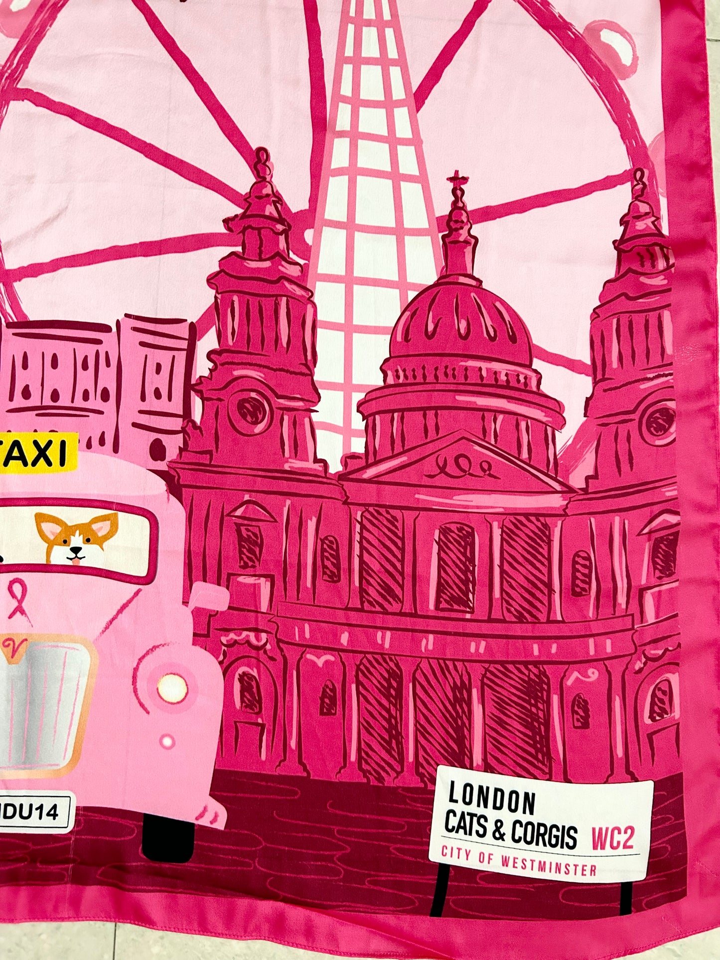 London Cats & Corgis Scarf 42”x 39”
