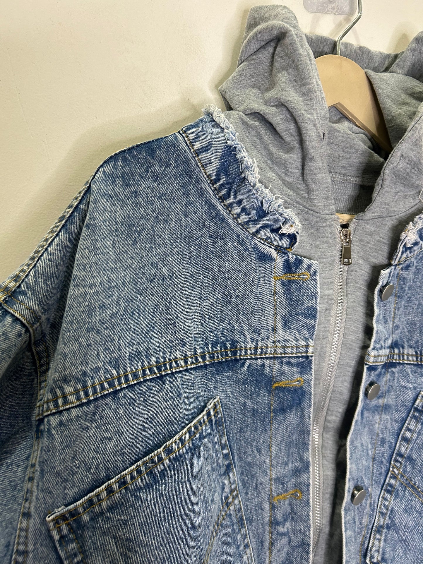 Layered Denim Hooded Jacket