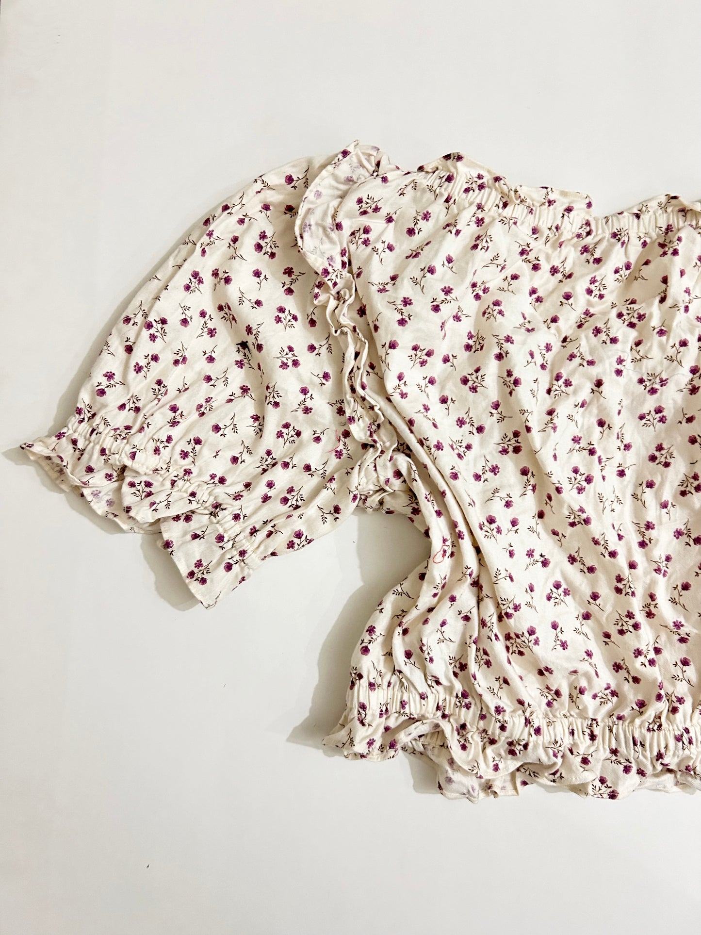 Mini floral puff sleeves top