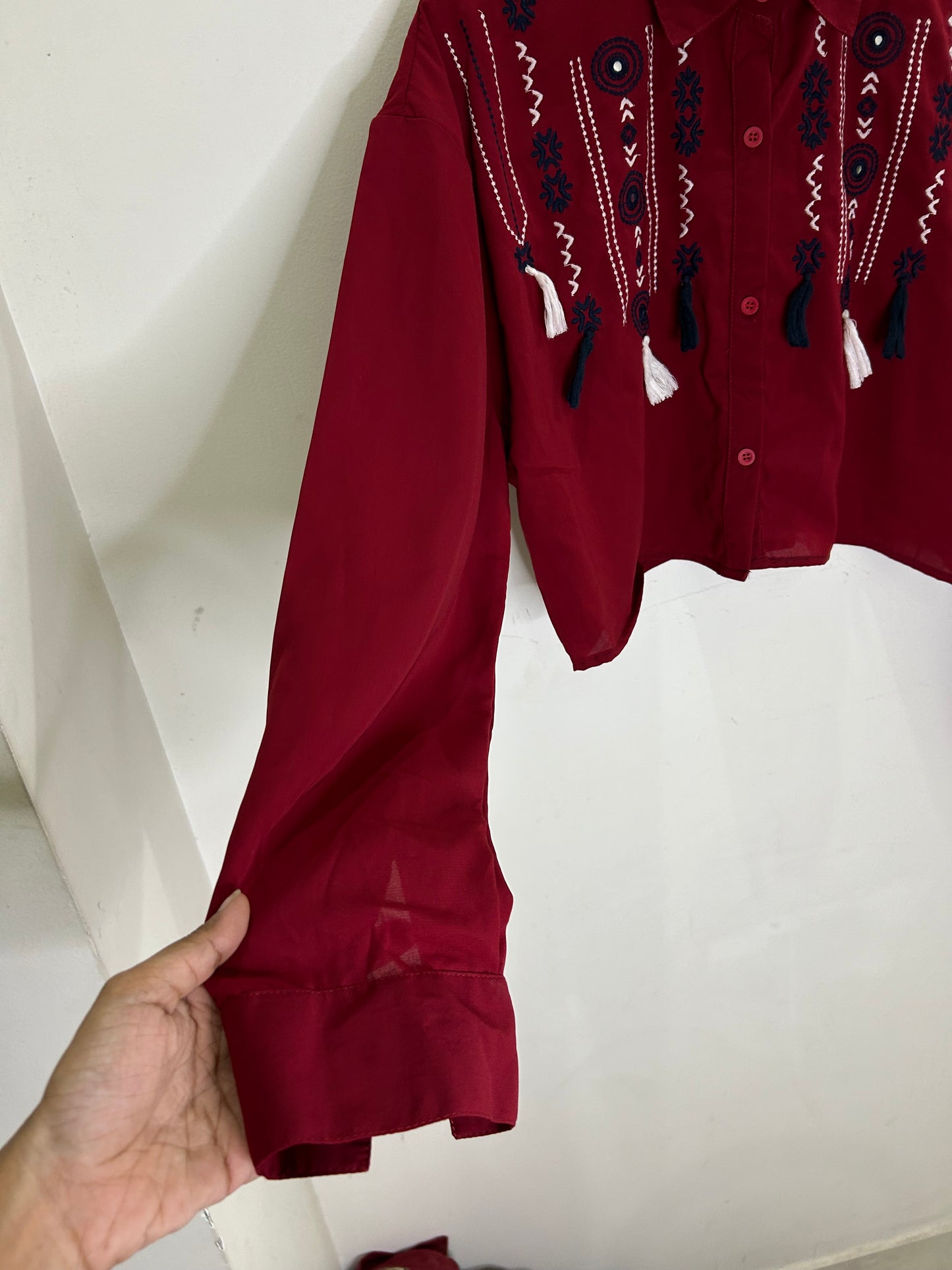 Embroidered Tassel Shirt