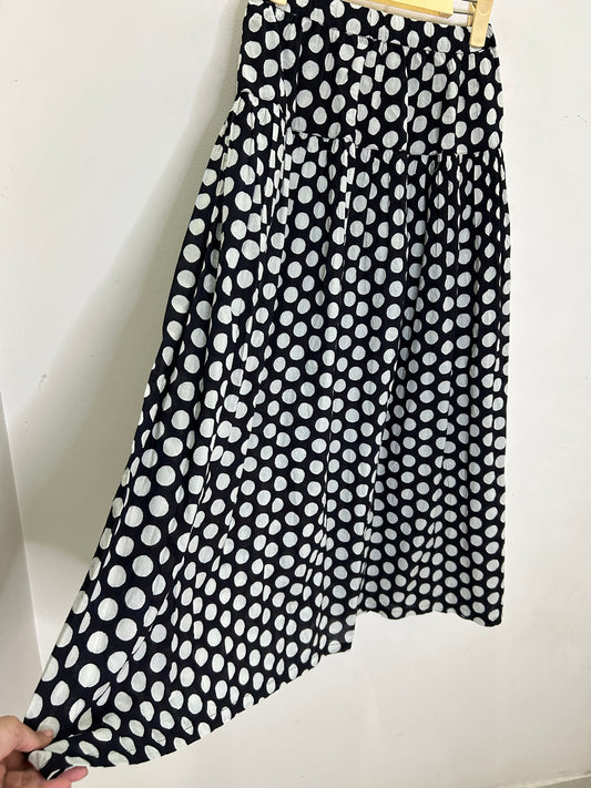 Cotton B&W Polka Dot Skirt (with Pockets)