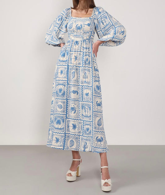 Vero Moda Birch Printed Dress with a postage stamp print