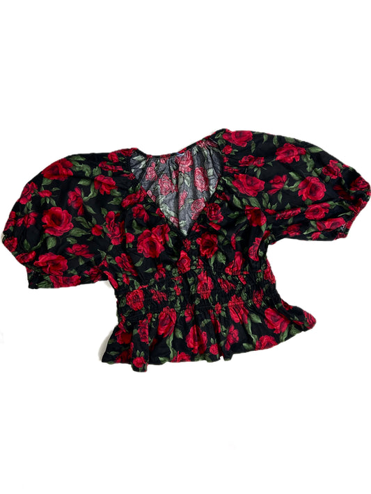 Puff Sleeves Rose Top