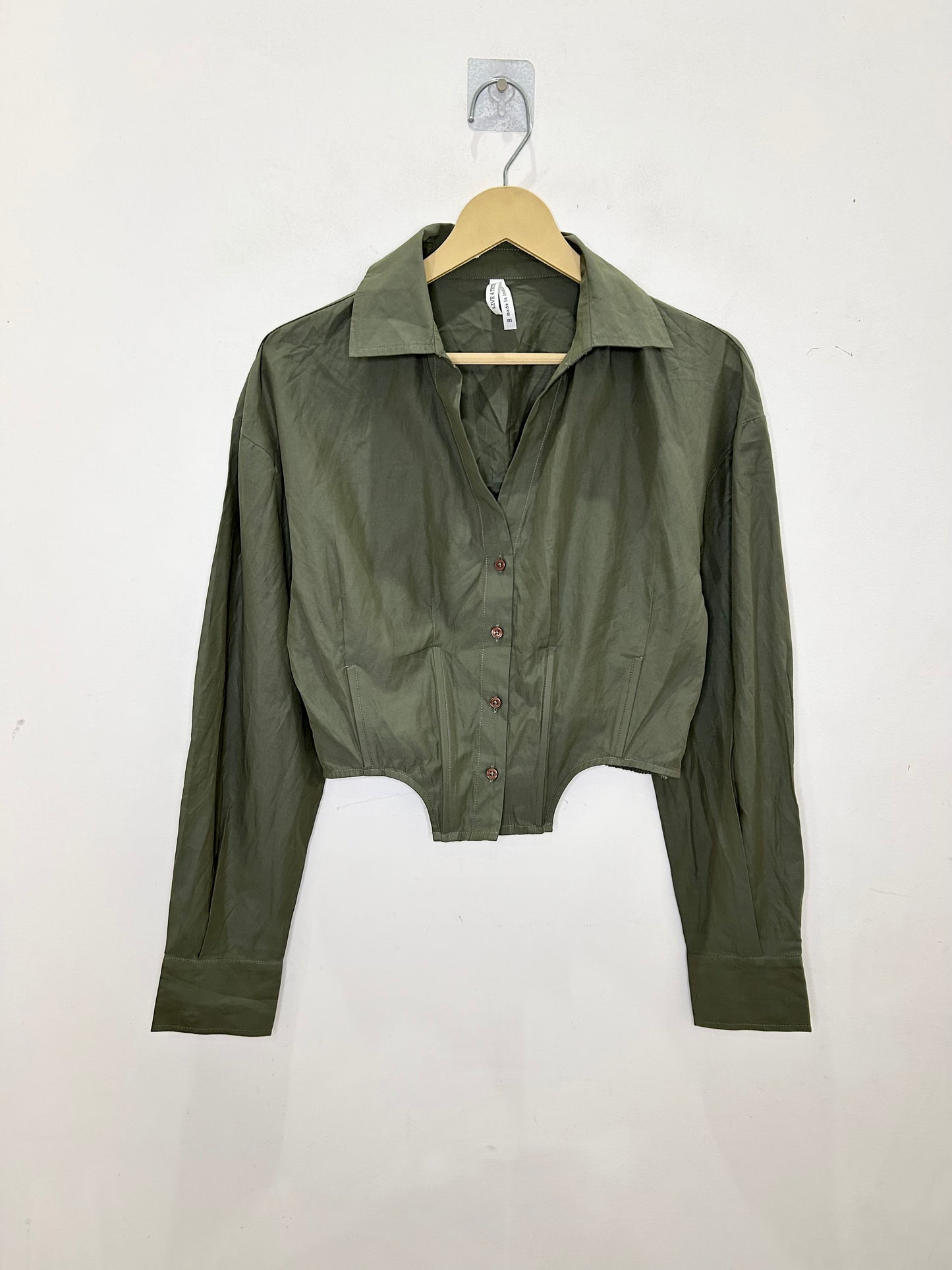 Crop Structured Shirt: Chest-38”