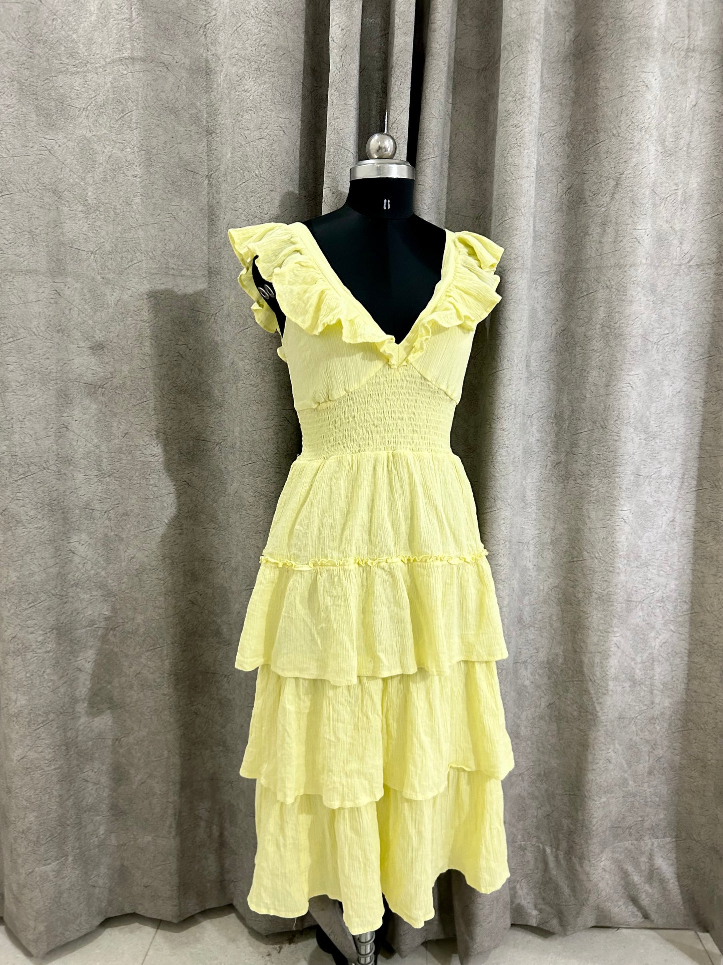 Shirred Ruffle Maxi Dress