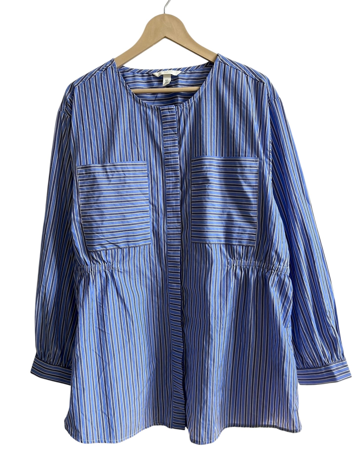 Blue Striped Waisted Top