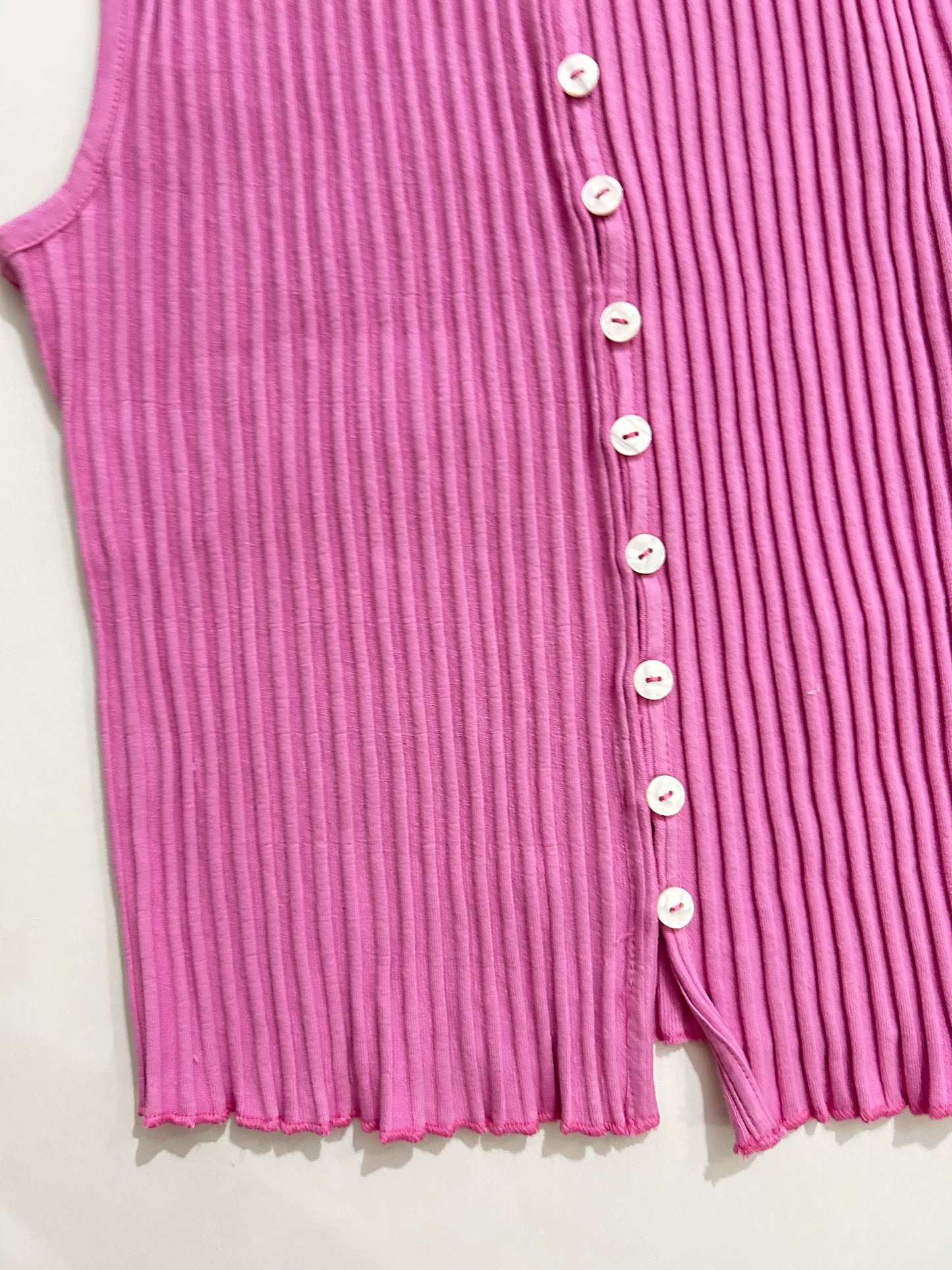 Pink Ribbed Vest Top-Bust 38 TO 40