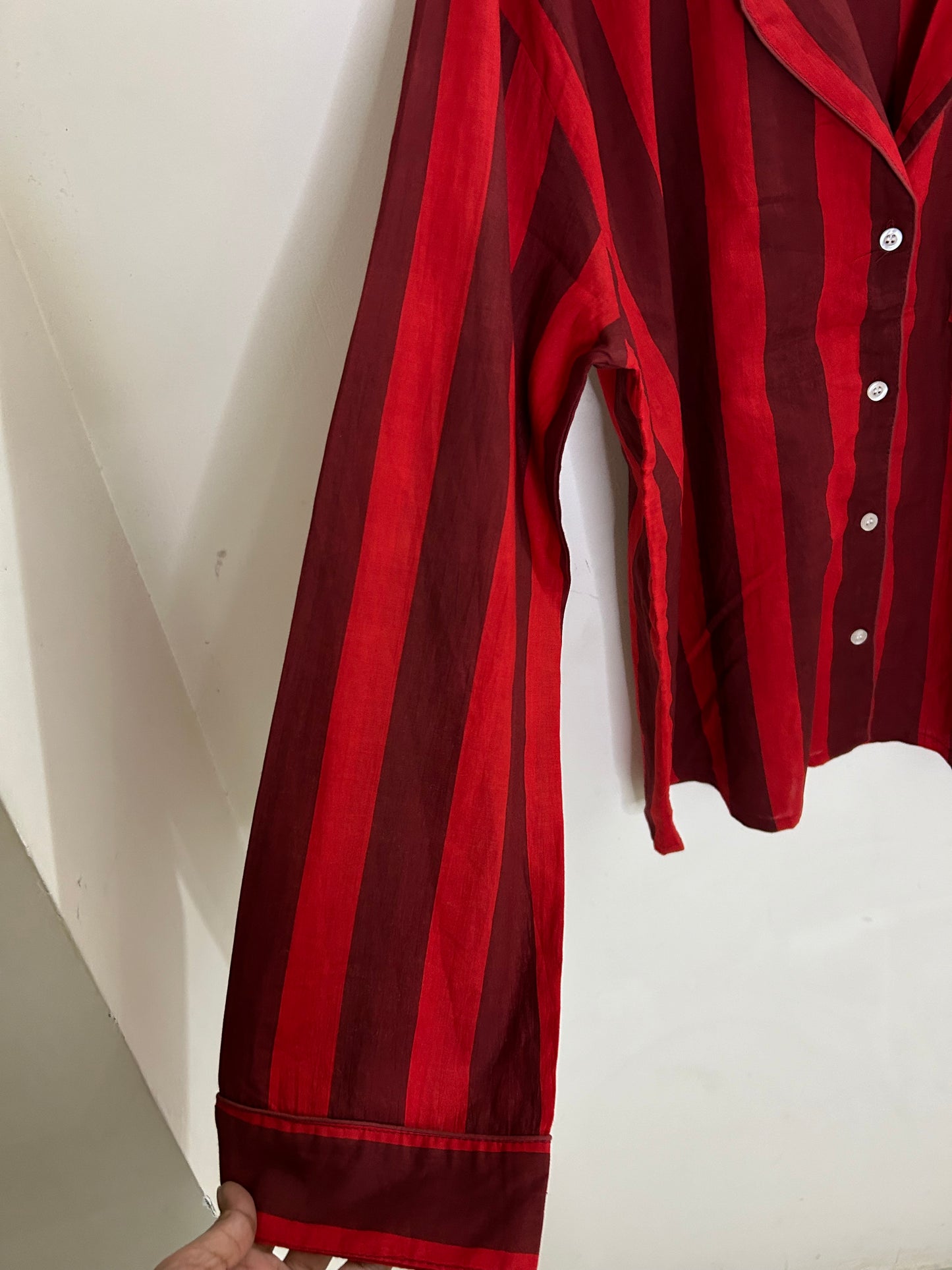 Red Striped Cotton Co-Ord Set (Have Pockets)