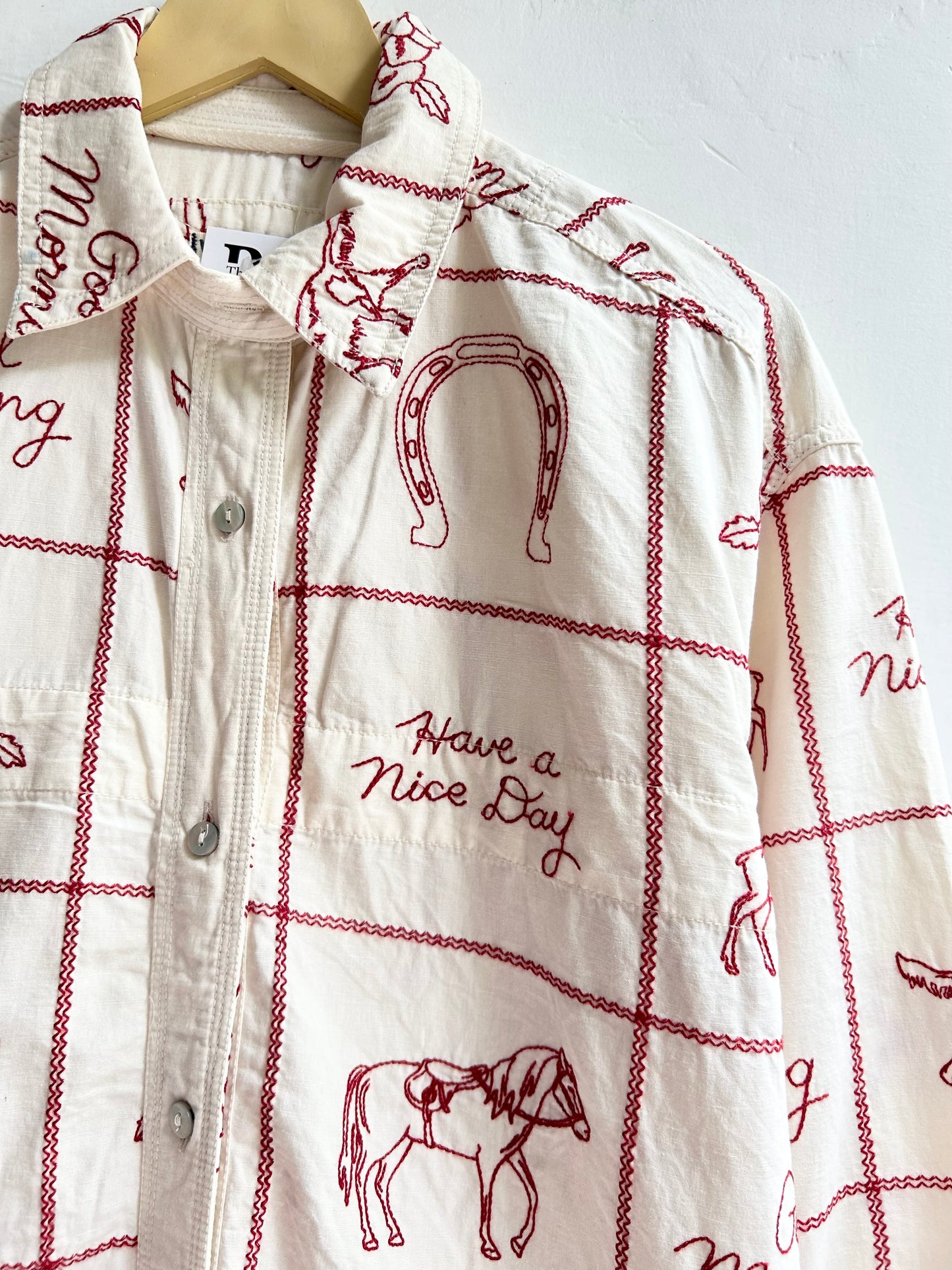 Cotton Embroidered Shirt: Chest-44”