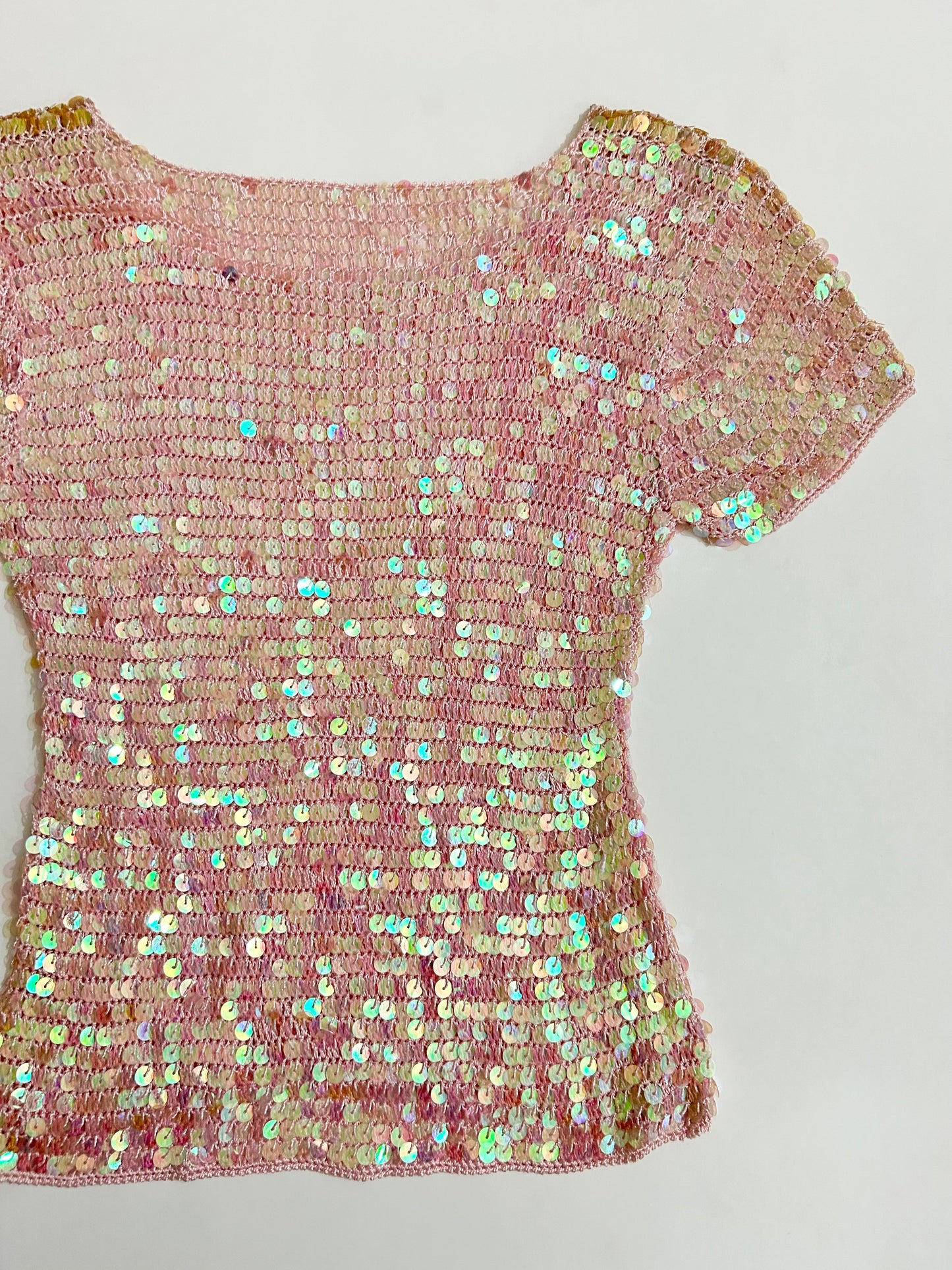 Baby Pink Embellished Sequins Top