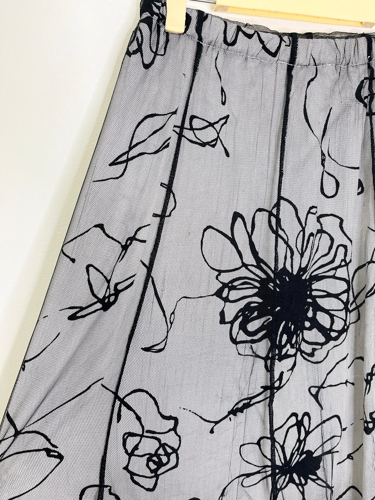 Black Floral Mesh Skirt