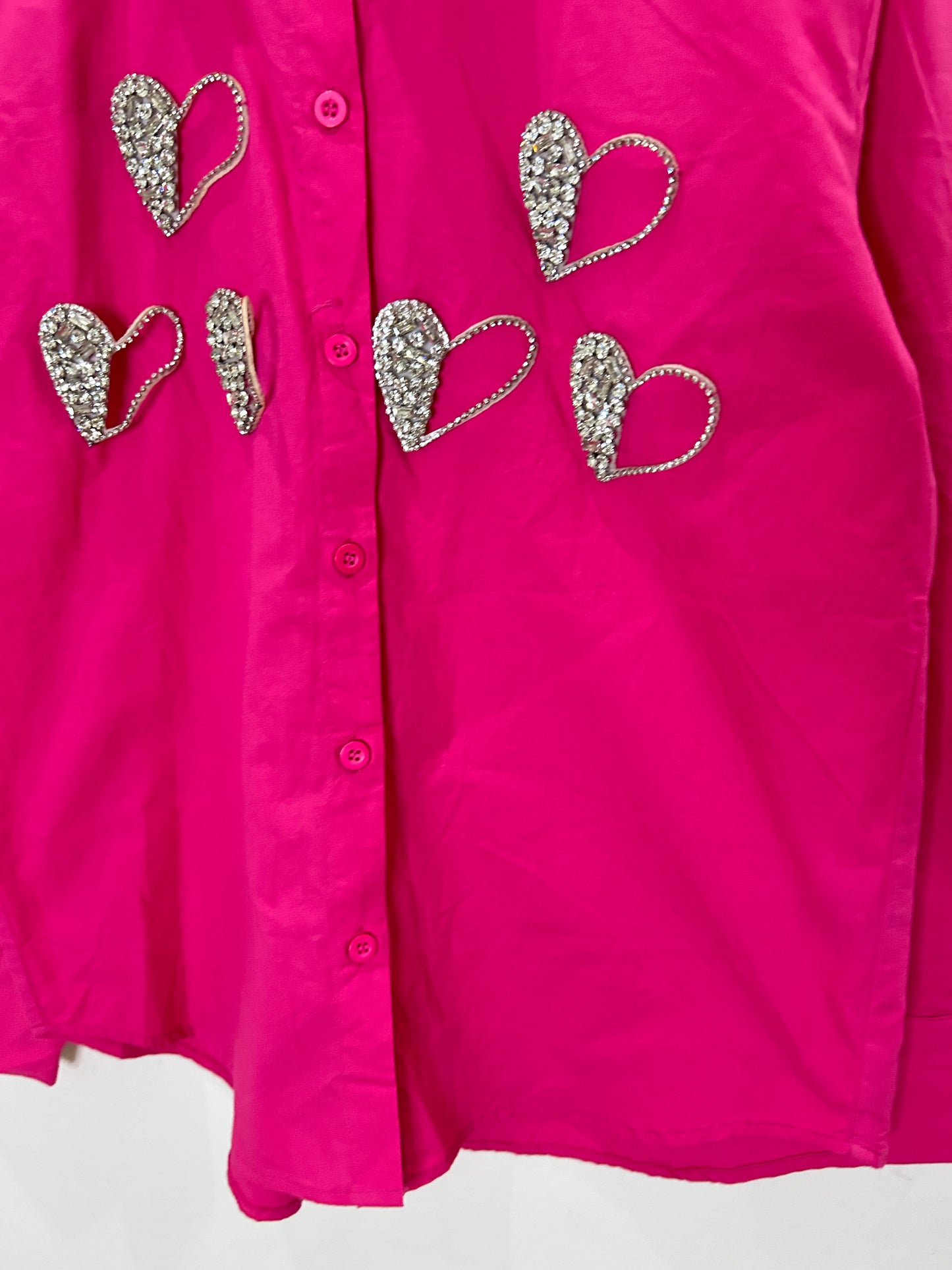 Heart Embellished Cotton Pink Shirt