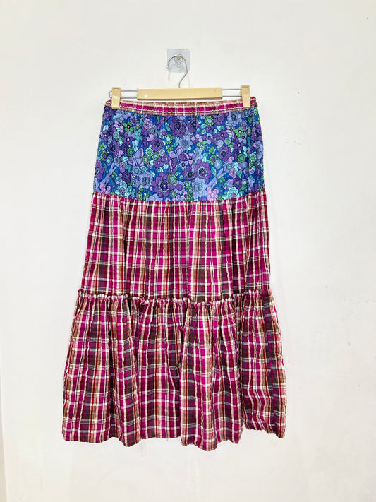 Floral Checkered Skirt