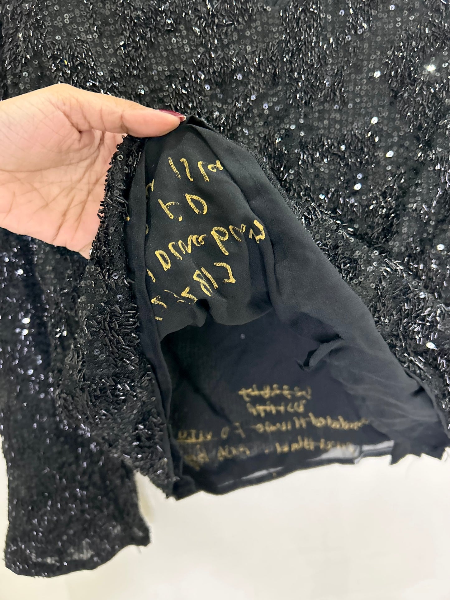 Black Sequin Keyhole Long Sleeve Top