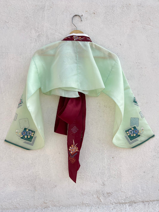 Green Floral Hanbok: 34”