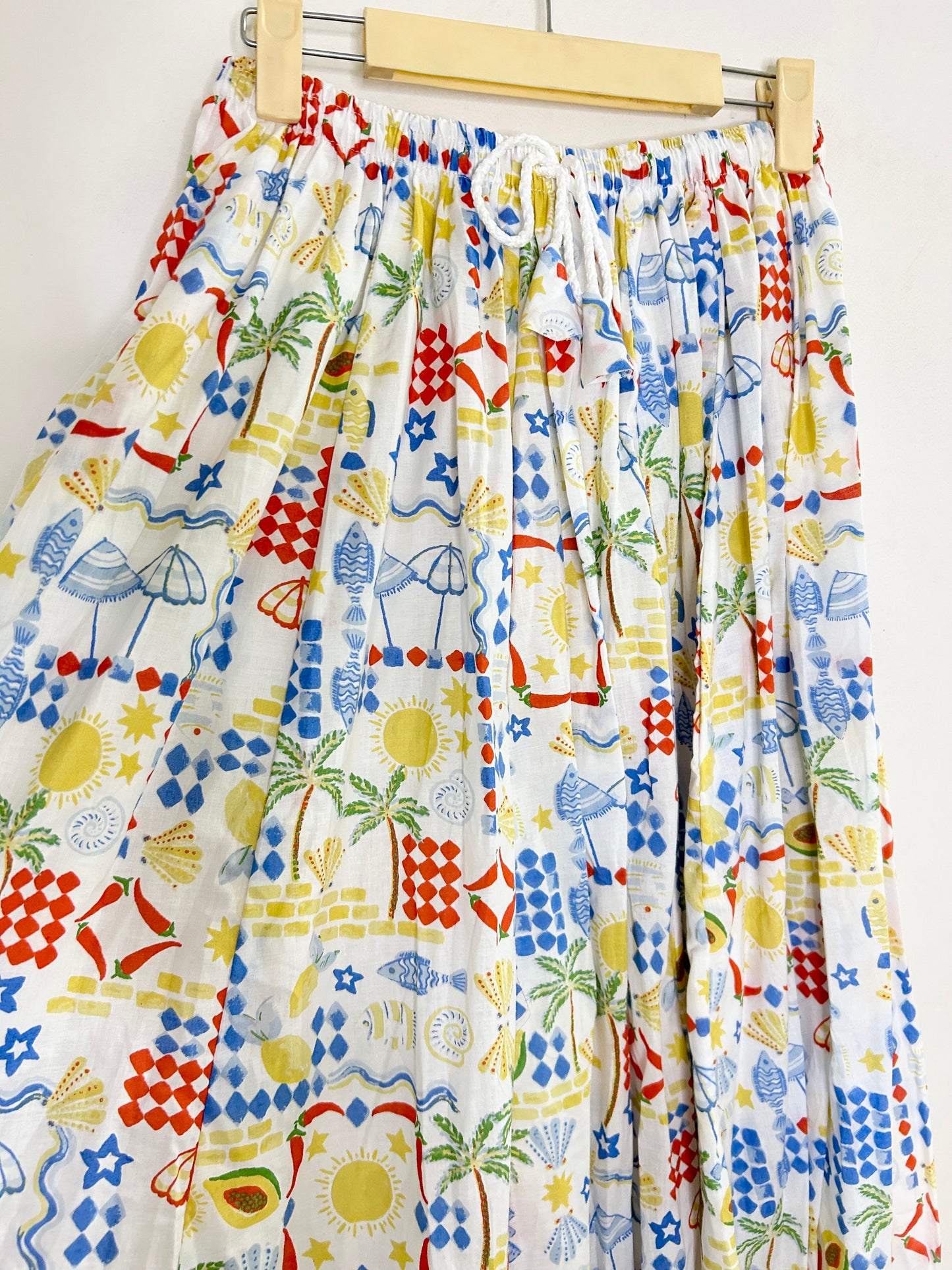Cotton Beach Print Skirt