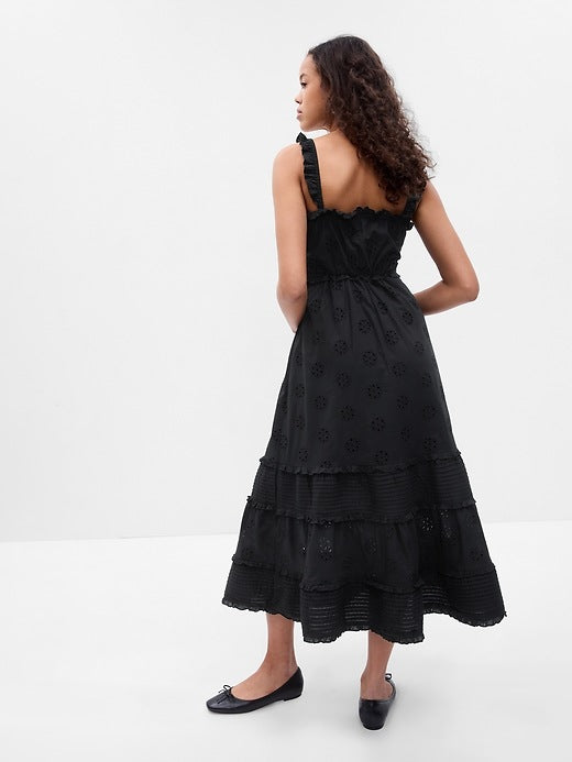 Gap Ruffle Hem Eyelet Maxi Dress